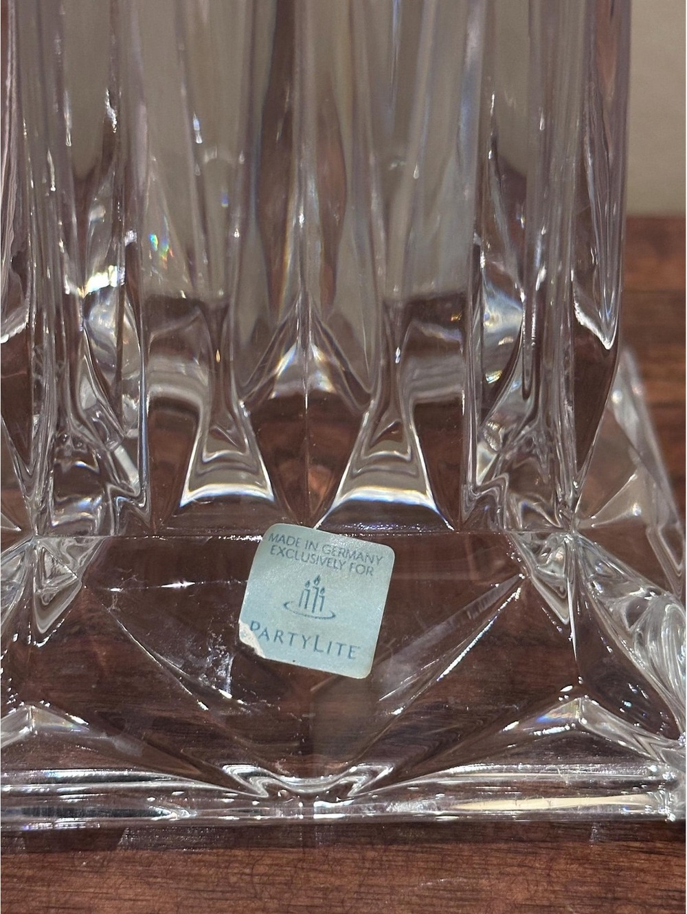 Vintage PartyLite P7374 Quad Prism Crystal  Pedestal Candleholder 7” - Picture 2 of 6